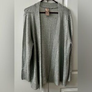 Vintage Sequin Silver Women's Cardigan Sweater  XL by White Stag. Gently Worn.